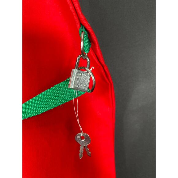 Vintage House Of Lloyd, Large Red Fabric Christmas Gift Bag, With Lock, 1988 - Picture 5 of 5